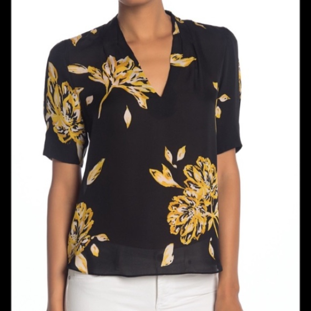 NWT Joie Ance Sleeve Floral Print Silk Blouse Sz L